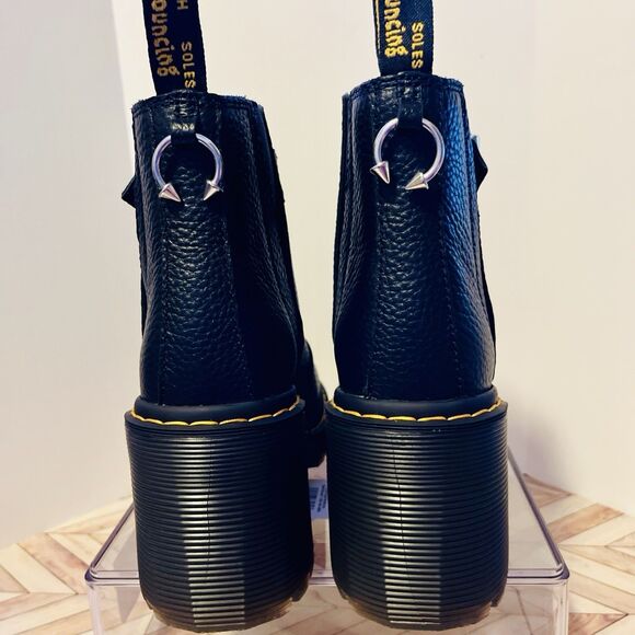 Dr Martens Spence HDW Milled Napa Black Leather Wms 7 Boots Piercings Punk Goth - Picture 5 of 10